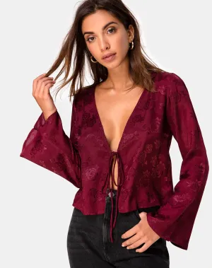 Merida Top in Satin Rose Burgundy