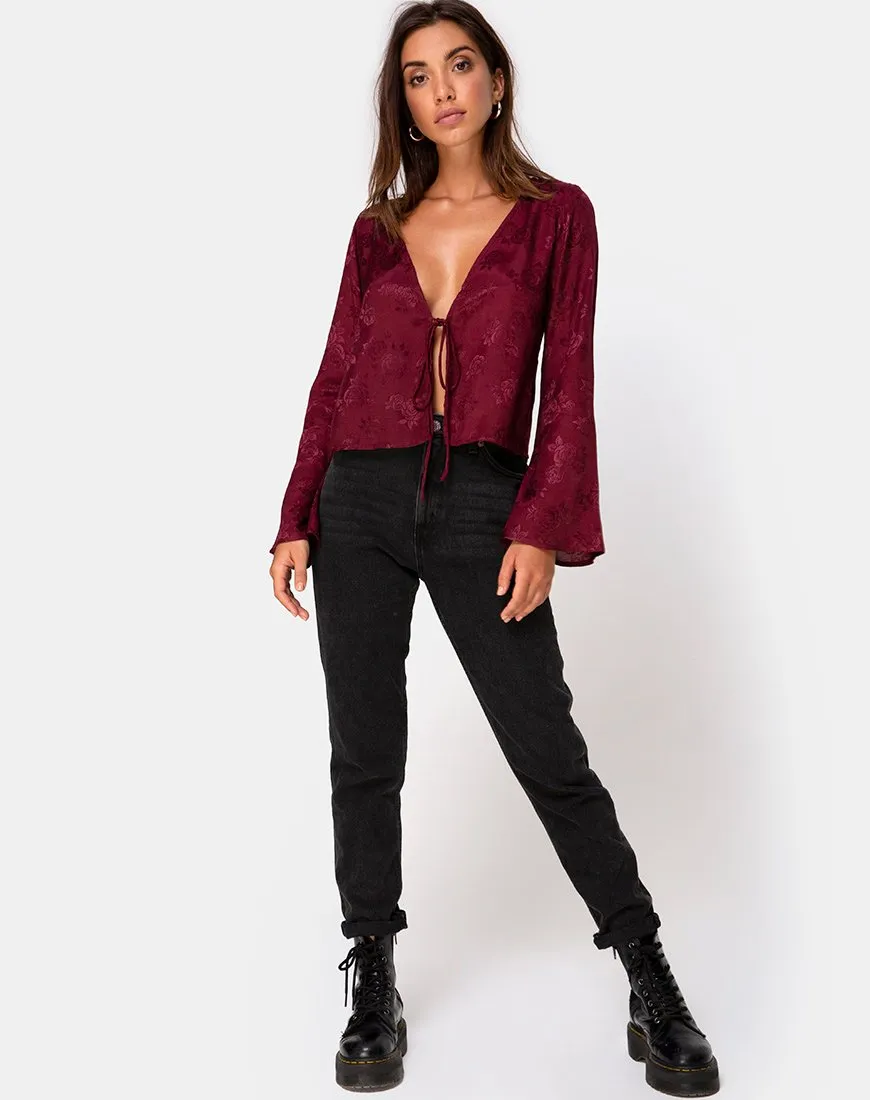 Merida Top in Satin Rose Burgundy