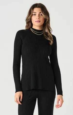 Mock Neck Ribbed Tunic Sweater