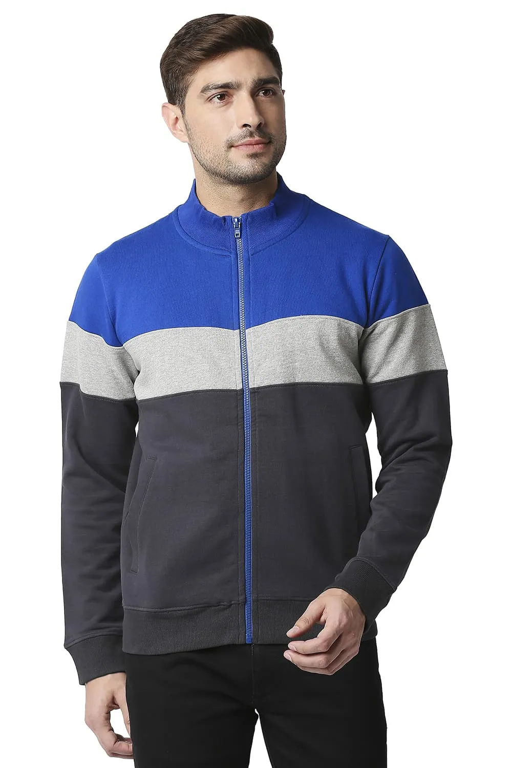 Muscle Fit Loop Knit High Neck Jacket