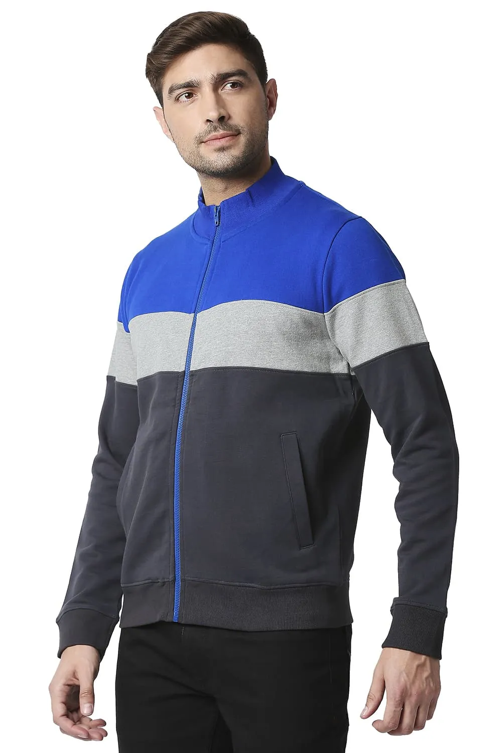 Muscle Fit Loop Knit High Neck Jacket