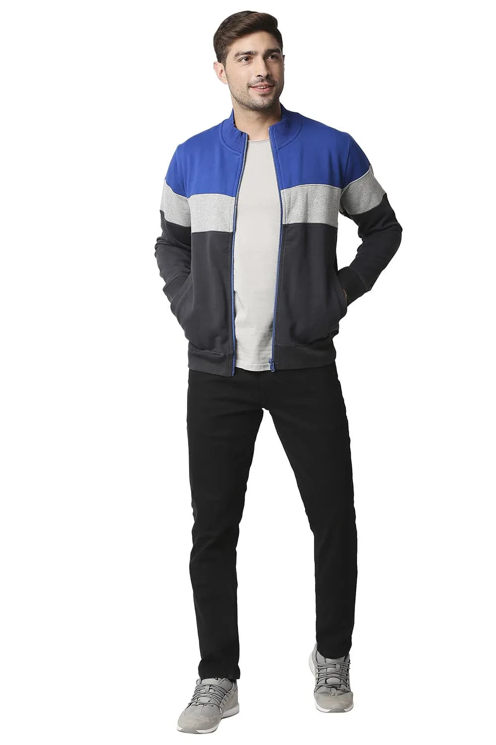 Muscle Fit Loop Knit High Neck Jacket