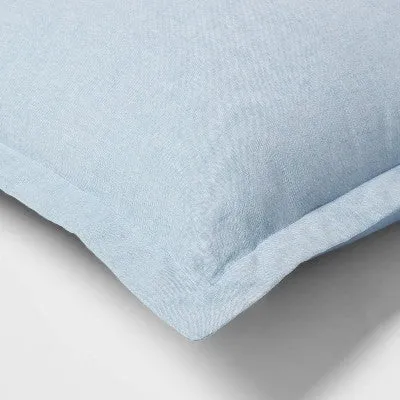 New - Euro Cotton Linen Blend Chambray Decorative Throw Pillow Light Blue - Threshold