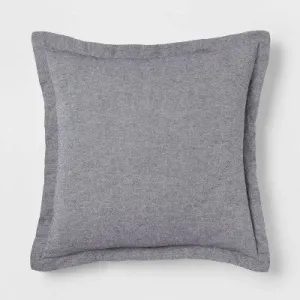 New - Euro Cotton Linen Blend Chambray Decorative Throw Pillow Navy - Threshold