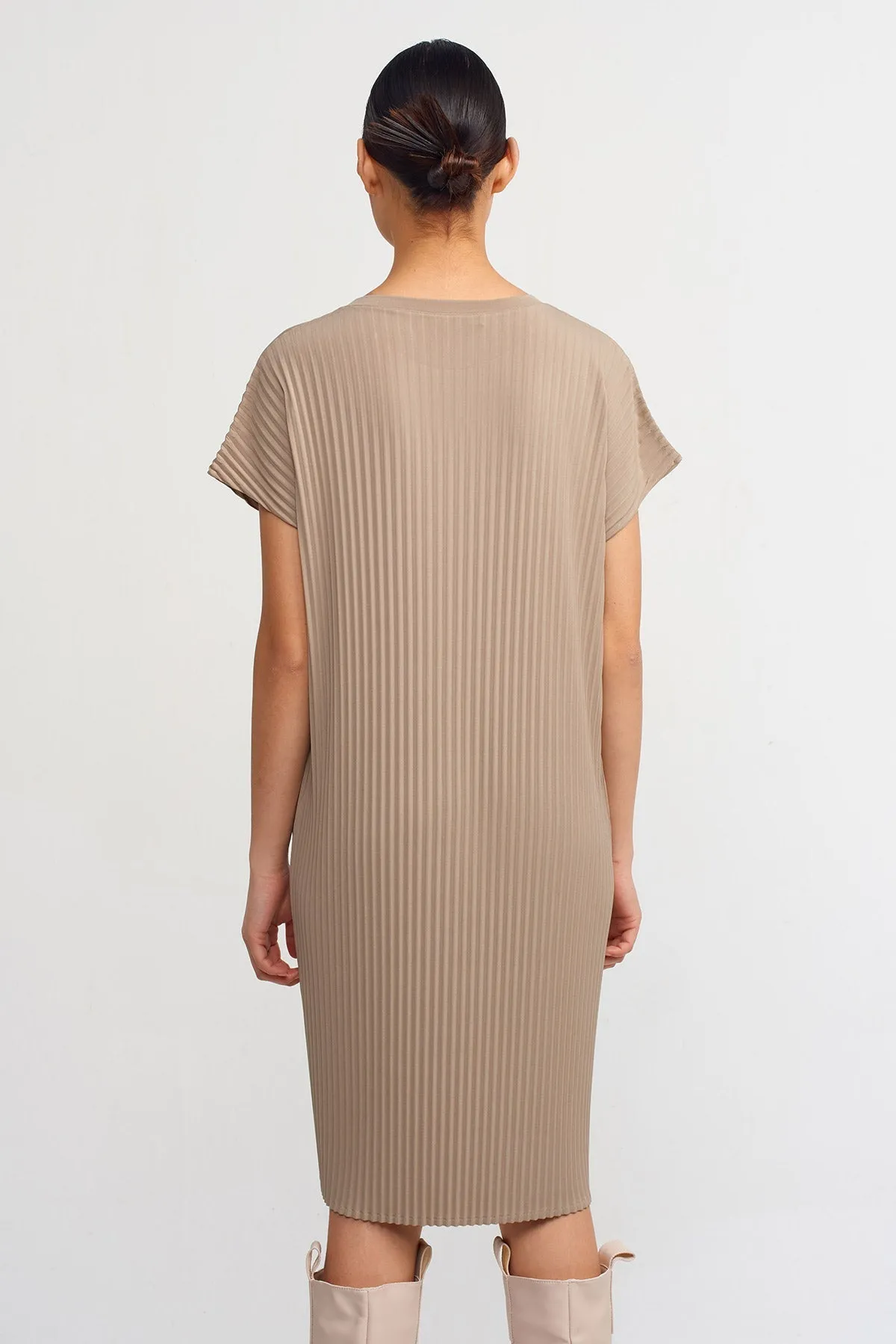 Nu Sleeveless Pleated Dress Bronze