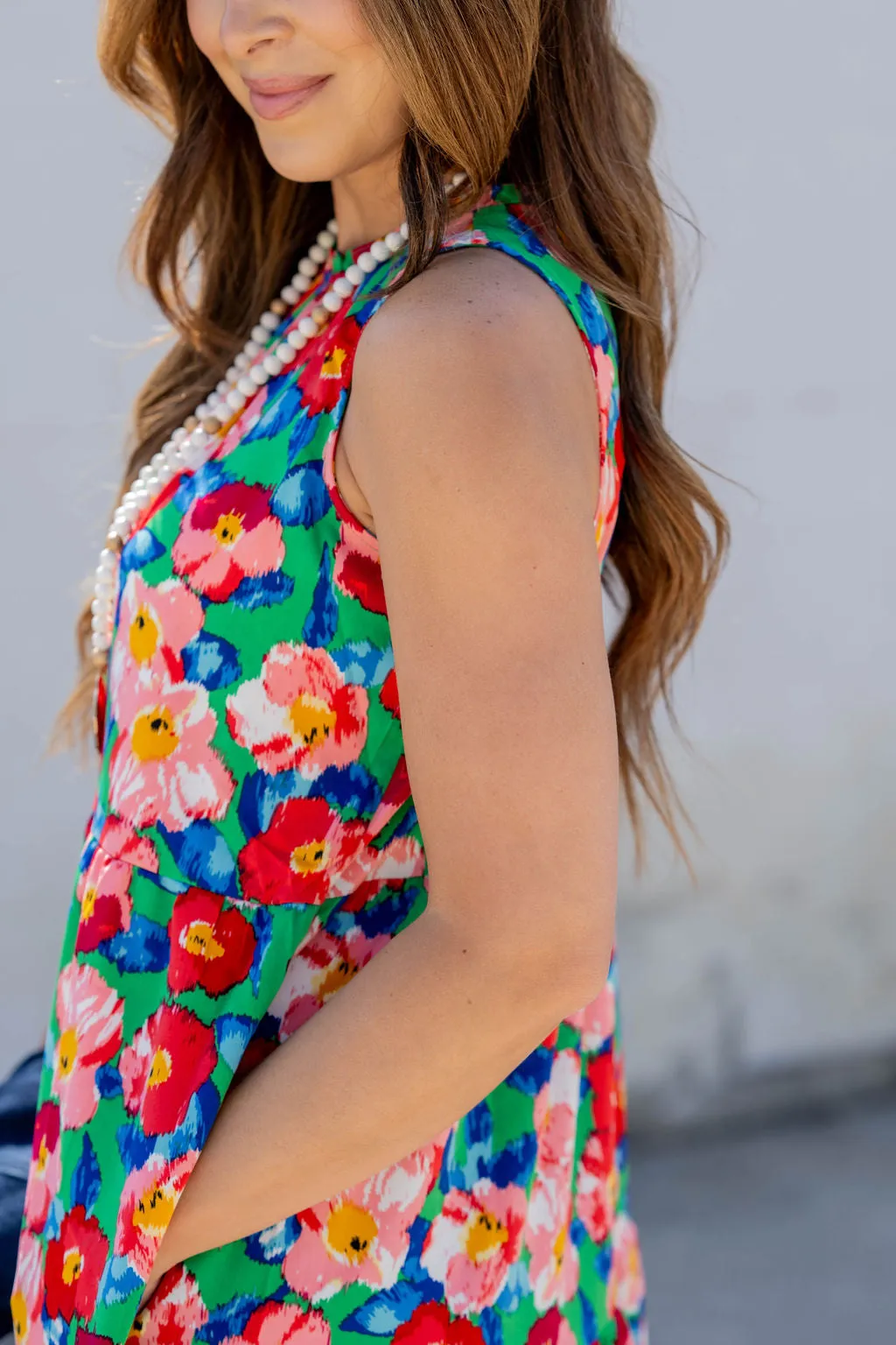 Painted Colorful Floral Tiered Maxi Dress