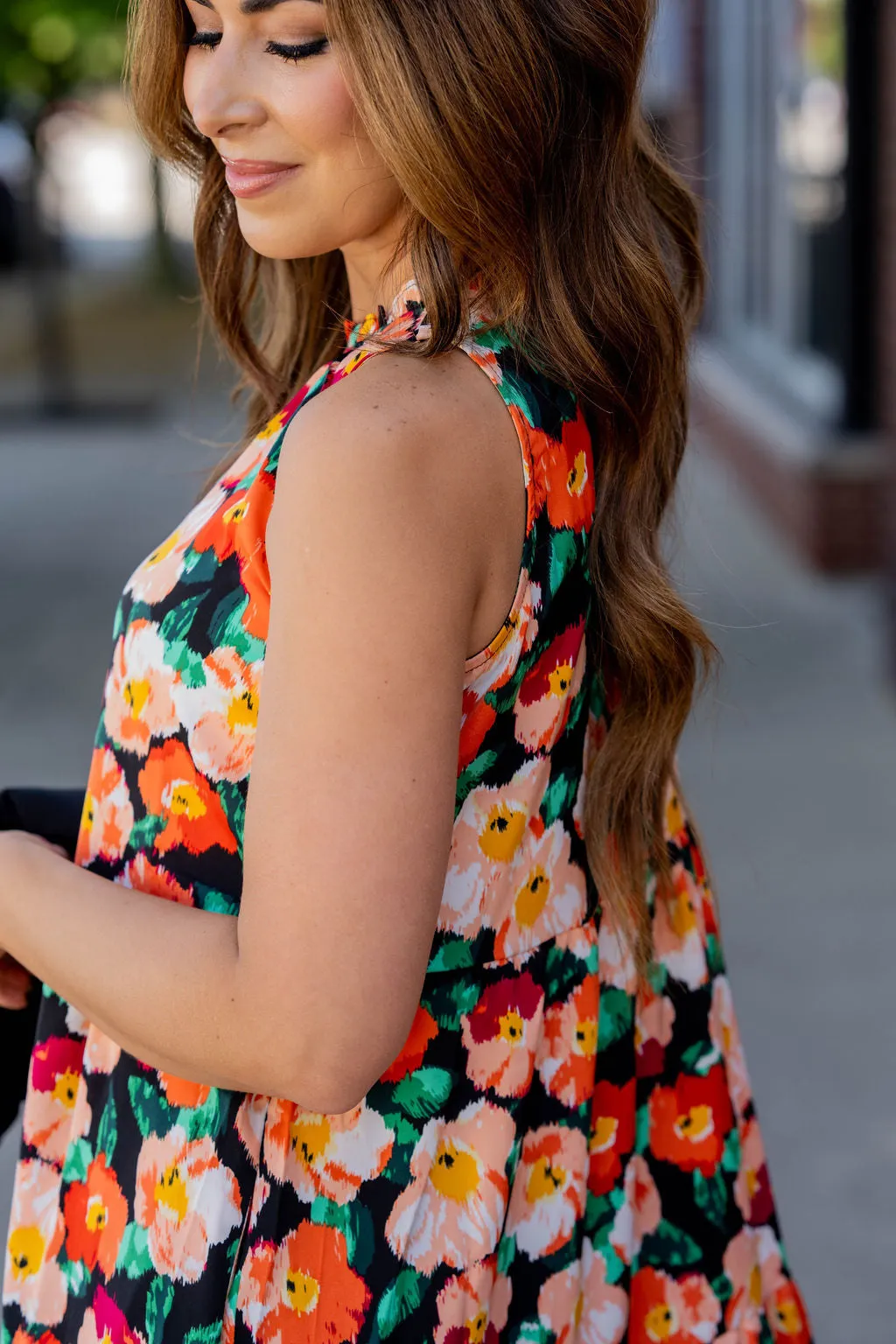 Painted Colorful Floral Tiered Maxi Dress