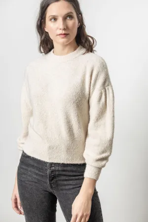 Pleated Sleeve Crewneck Sweater