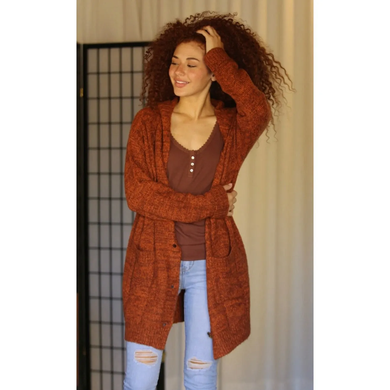 Pumpkin Spice Hooded Cardigan