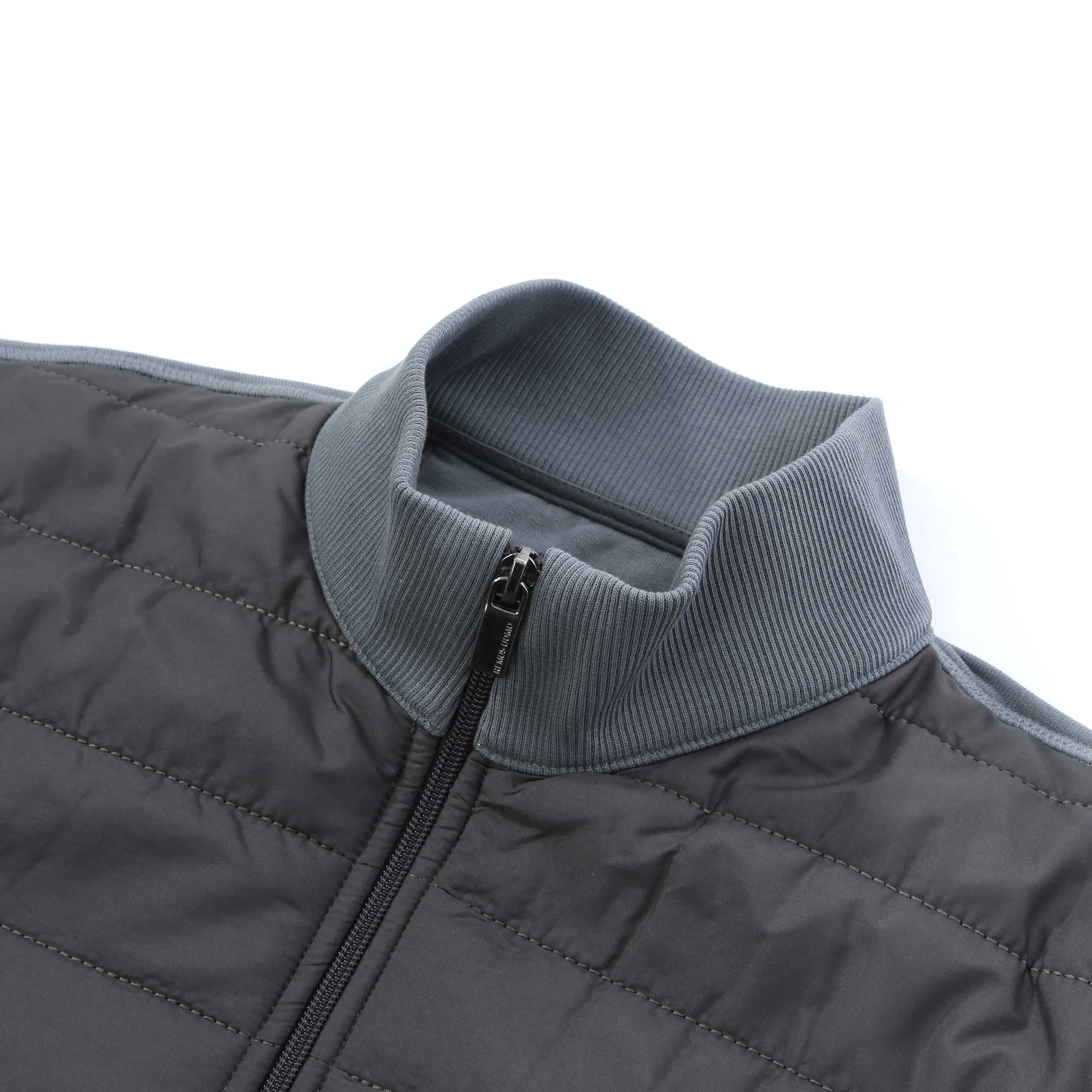 Remus Uomo Panel Zip Thru Hybrid Jacket in Dove Grey