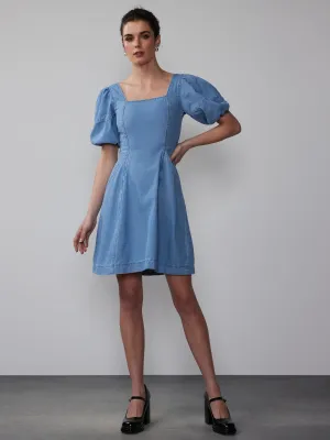 Short Sleeve Denim Mini Dress