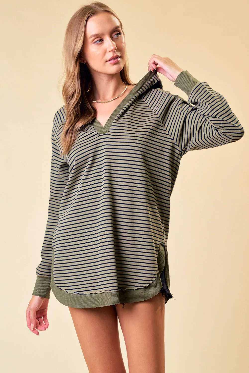 Silence in the Night Striped Top - Olive