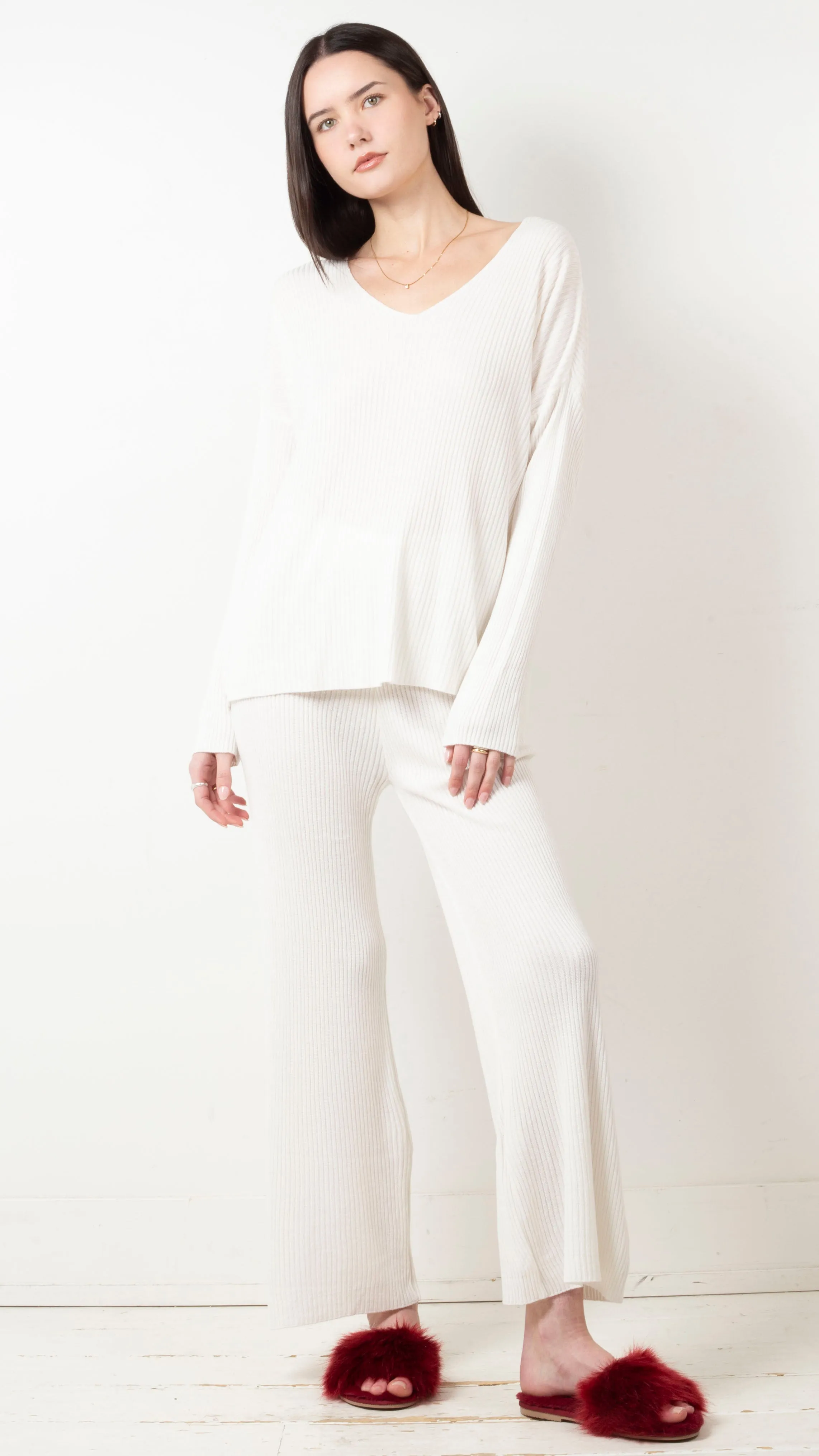 Sloane Micro Rib Sweater Set - Ivory