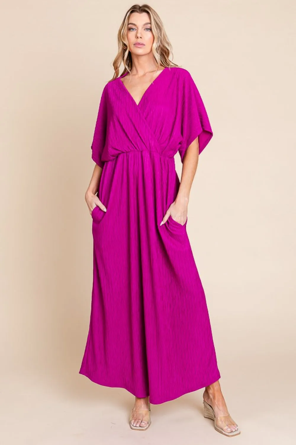 Surplice Maxi Dress with Pockets