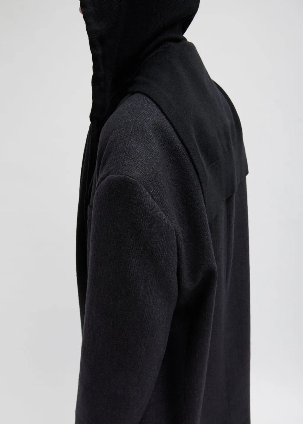 Tibi Light Weight Airy Extrafine Wool Hooded Scarf in Black