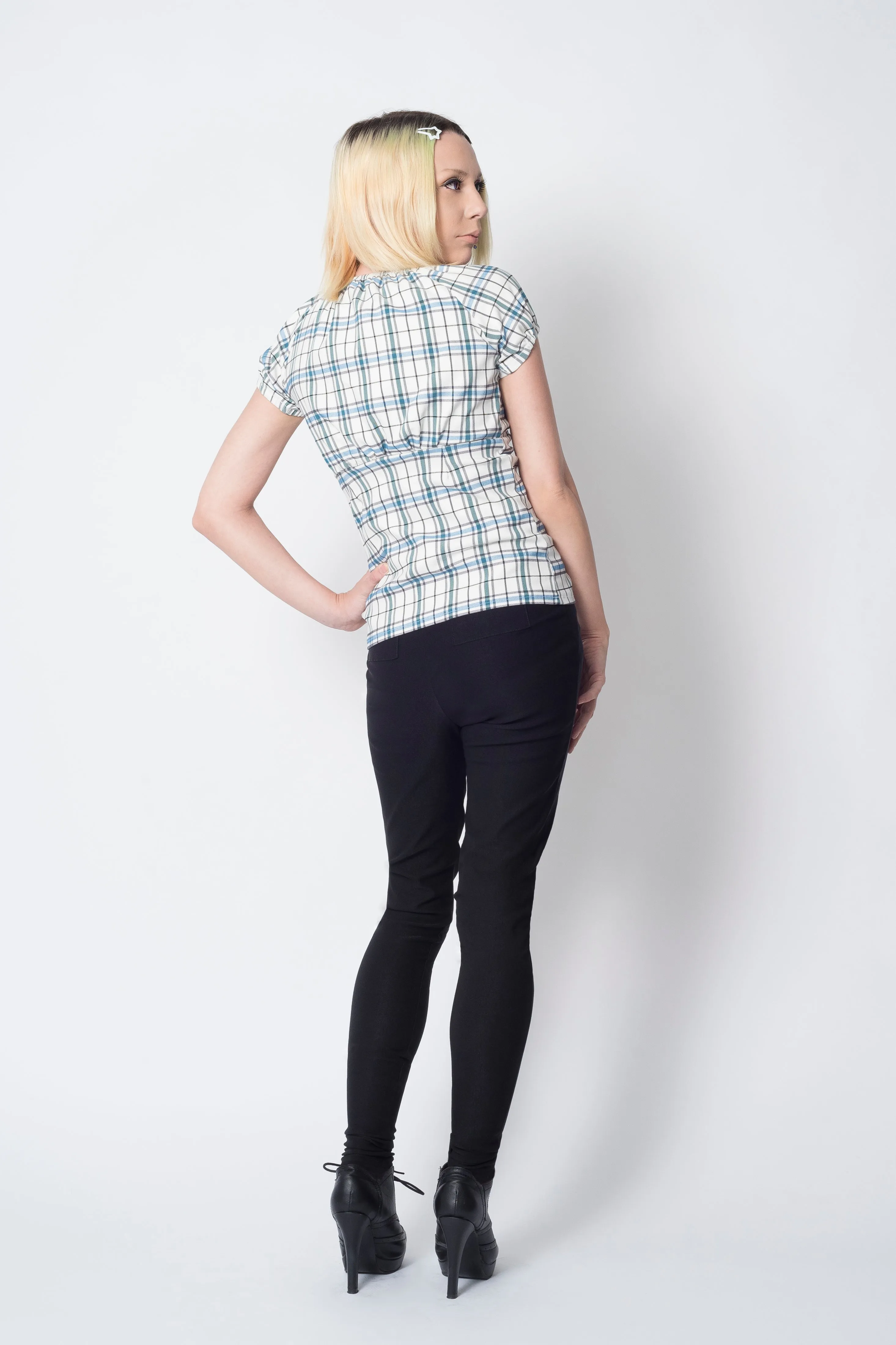 Trixie top - white plaid