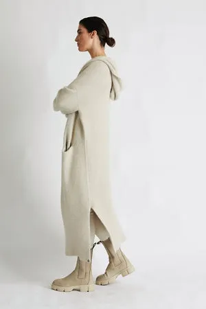 VIVIAN CASHMERE COAT WITH HOOD - SHELL BEACH