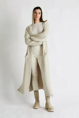 VIVIAN CASHMERE COAT WITH HOOD - SHELL BEACH