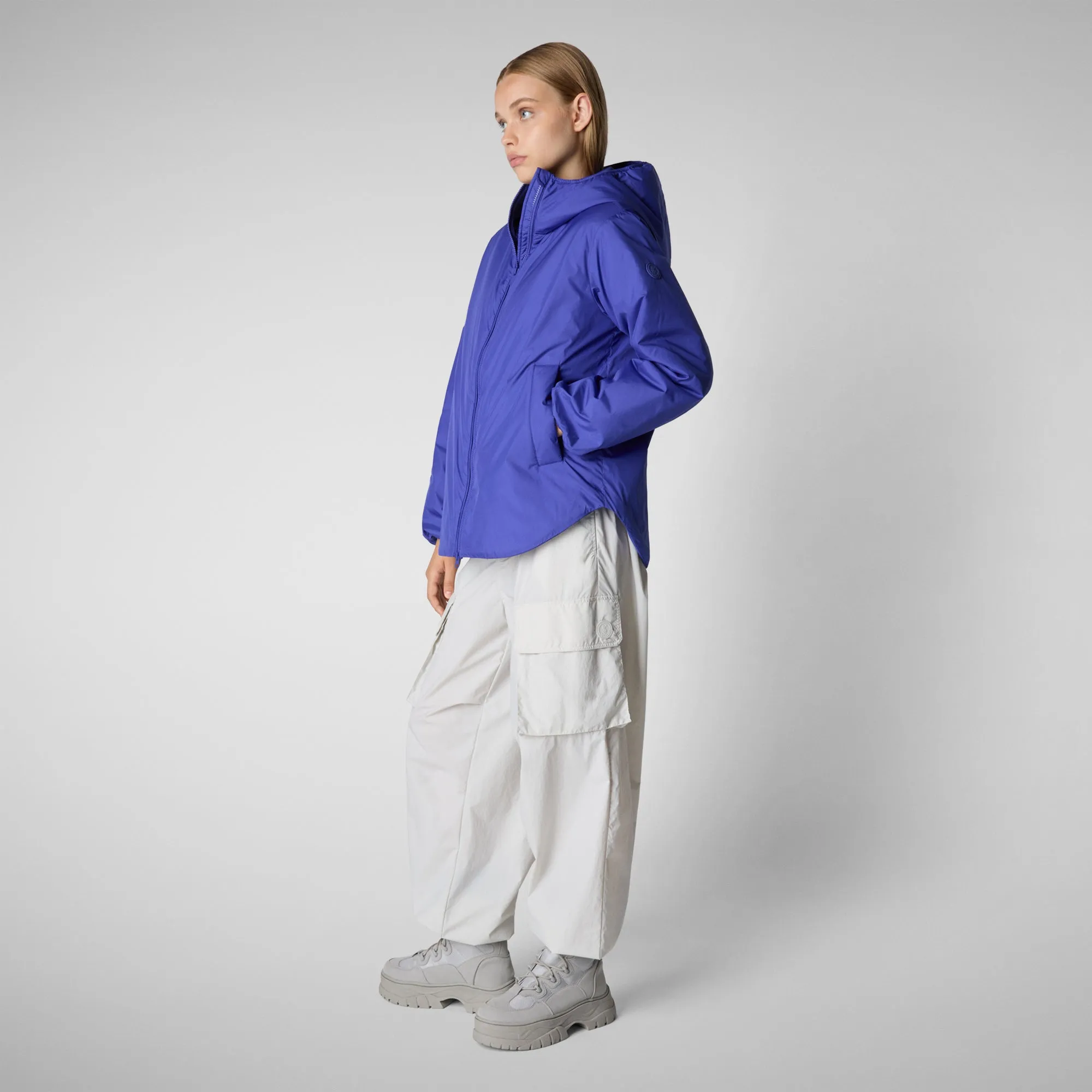 Woman's hooded coat Niaz in gentian blue