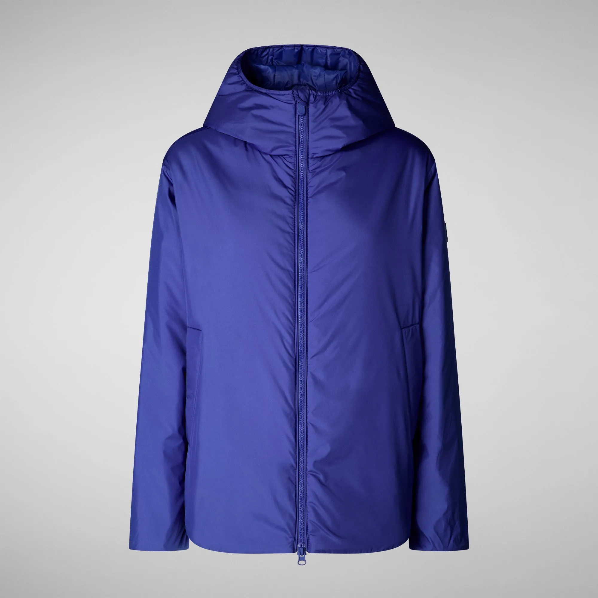 Woman's hooded coat Niaz in gentian blue