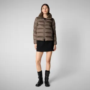 Women's animal free Puffer jacket Mei  in MUD GREY