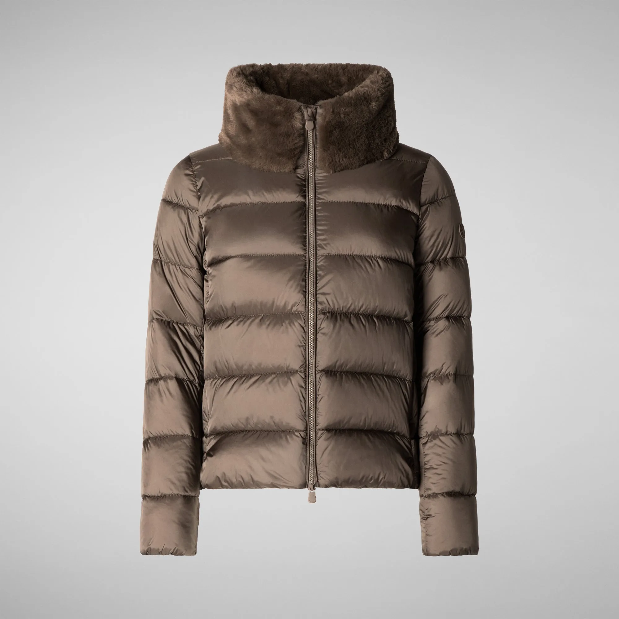 Women's animal free Puffer jacket Mei  in MUD GREY