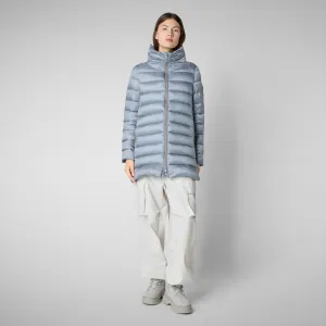 Women's Hooded Animal free Puffer Coat Lydia in blue fog