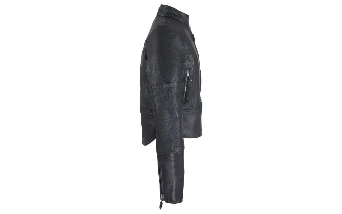 Women's Leather Jacket With Zippered Cuffs, LJ212-NEW-01-DL