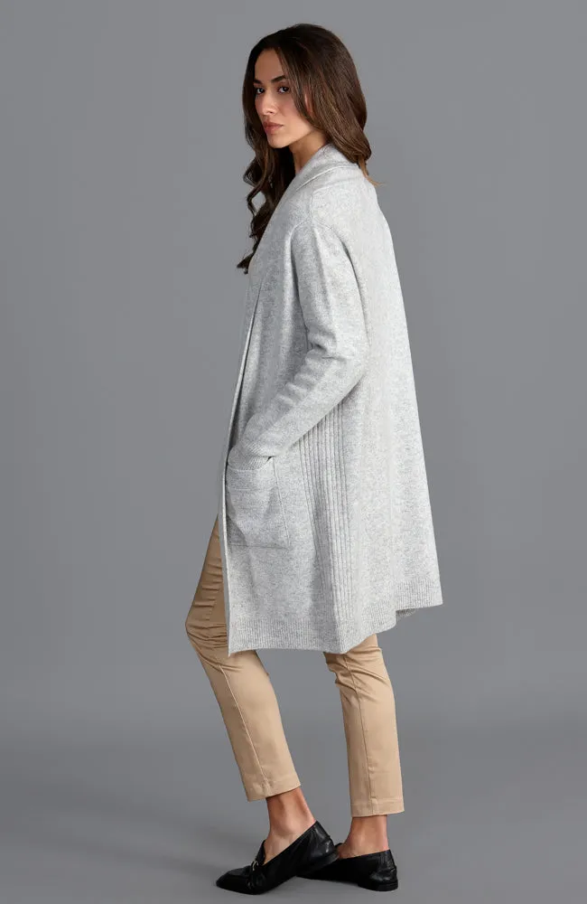 Womens Pure Lambswool Long Line Cardigan with Pockets