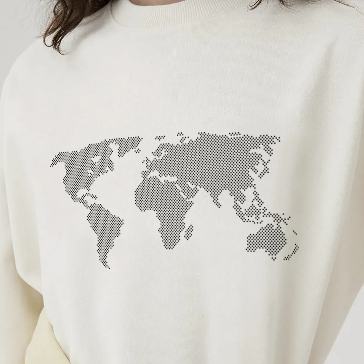 WORLD MAP SWEATER WHITE